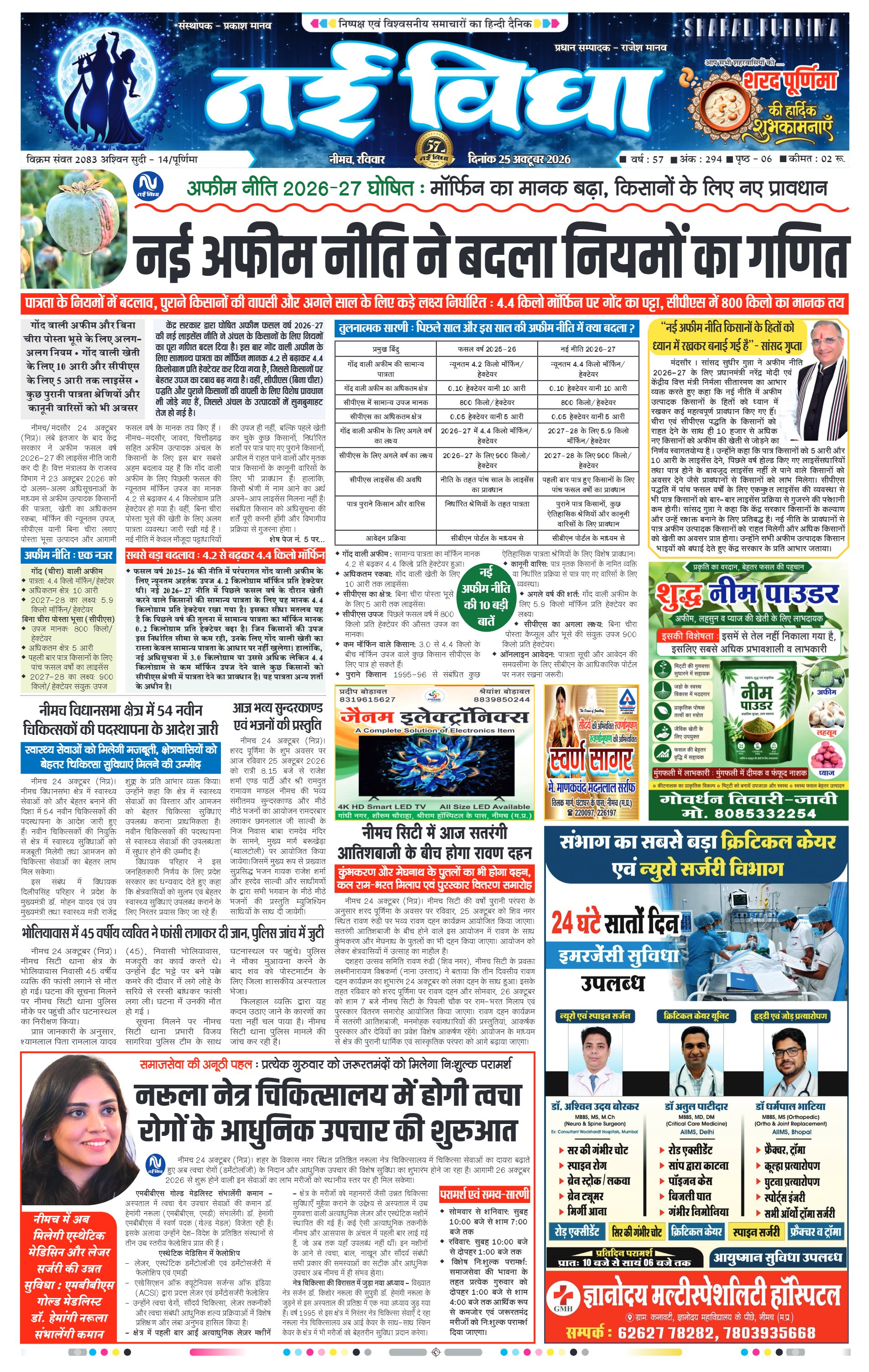 नई विधा ई-पेपर नीमच 25 अक्टूबर 2026 पेज 1 — पेज 1