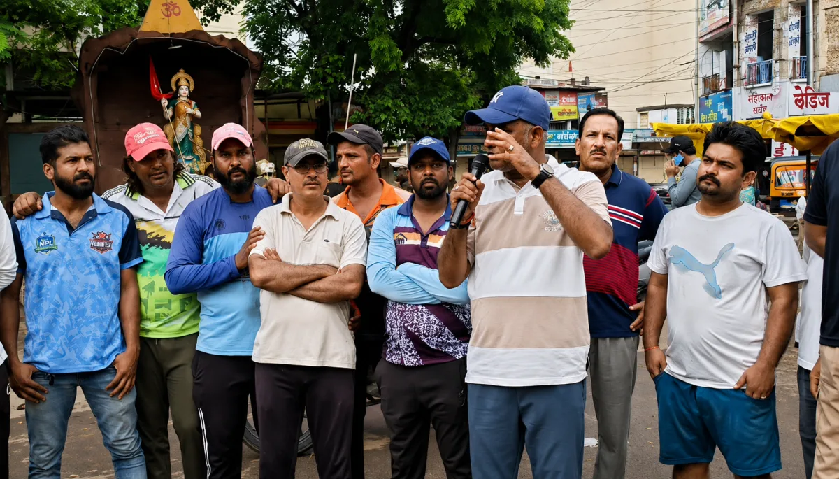 खेल मैदान बचाने सड़क पर उतरे खिलाड़ी, क्रिकेट-फुटबॉल खेलकर किया अनोखा प्रदर्शन