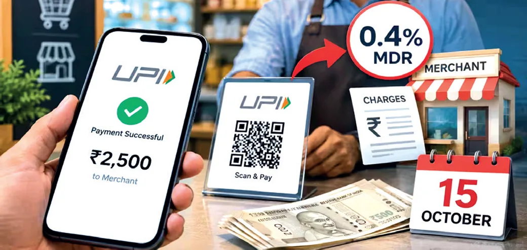 बड़े UPI कारोबारी भुगतानों पर लगेगा 0.4% MDR, 15 अक्टूबर से लागू होगा नया फ्रेमवर्क